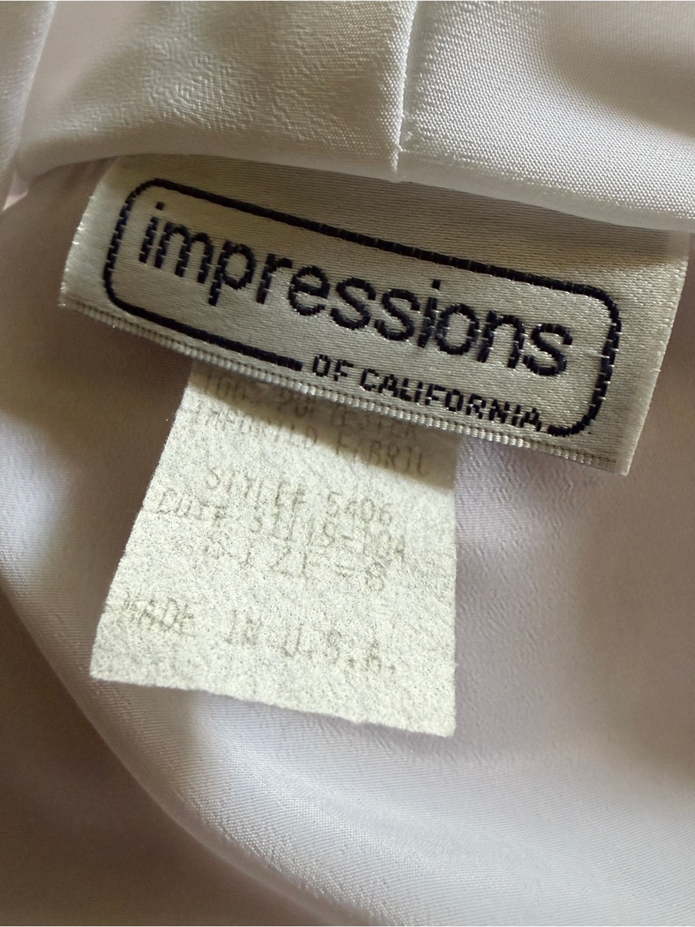 Impressions Of California White Long Sleeve Blouse Size 8 - Picture 4 of 5